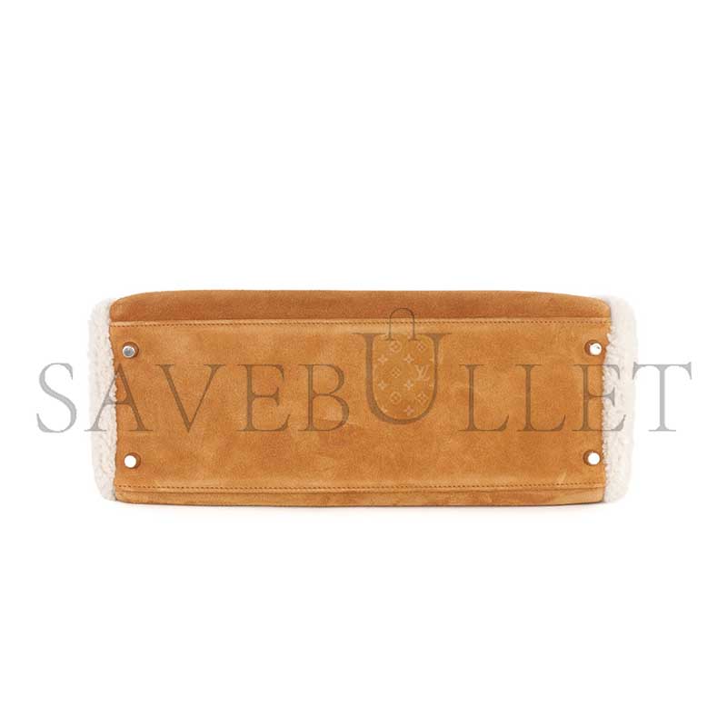 HERMÈS KELLY 35 TEDDY PLUSH SWIFT CHAMOIS  ALEZAN PALLADIUM HARDWARE (35*25*12cm)